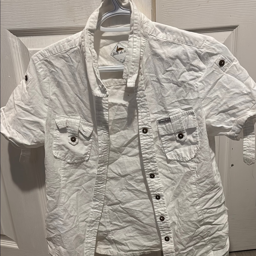 White Cotton Blouse with Collared Neckline size 1 xs